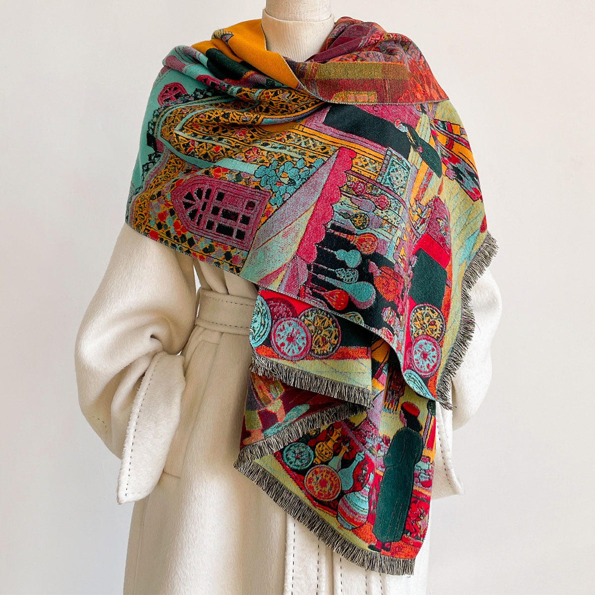 Go Ethnic Fashion - Осенне-зимний женский шарф из искусственного кашемира,