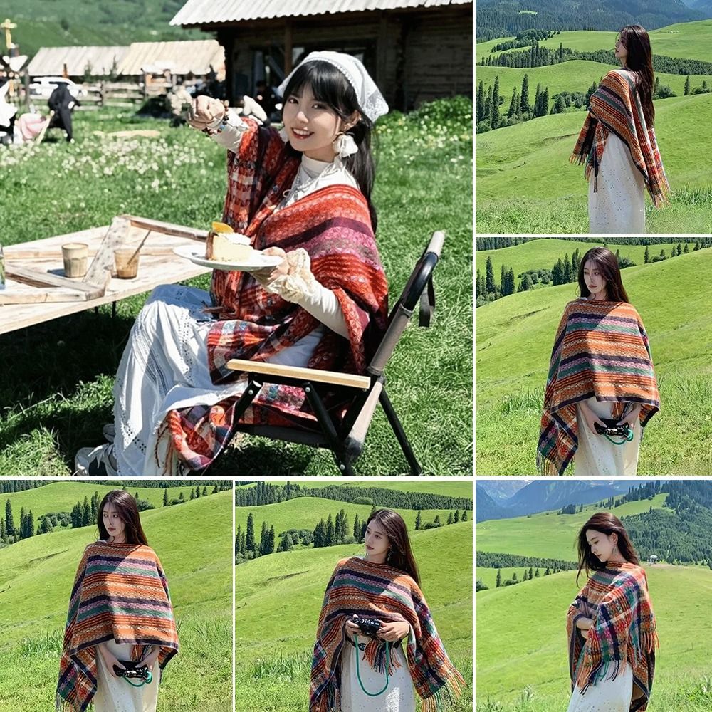 Winter Ethnic Fashion For Women - Модное богемное монгольское пончо с градиентной