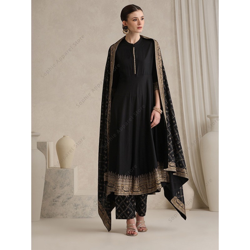 Элегантный черный индийский ко – обзор и цена Salwar Kameez Set